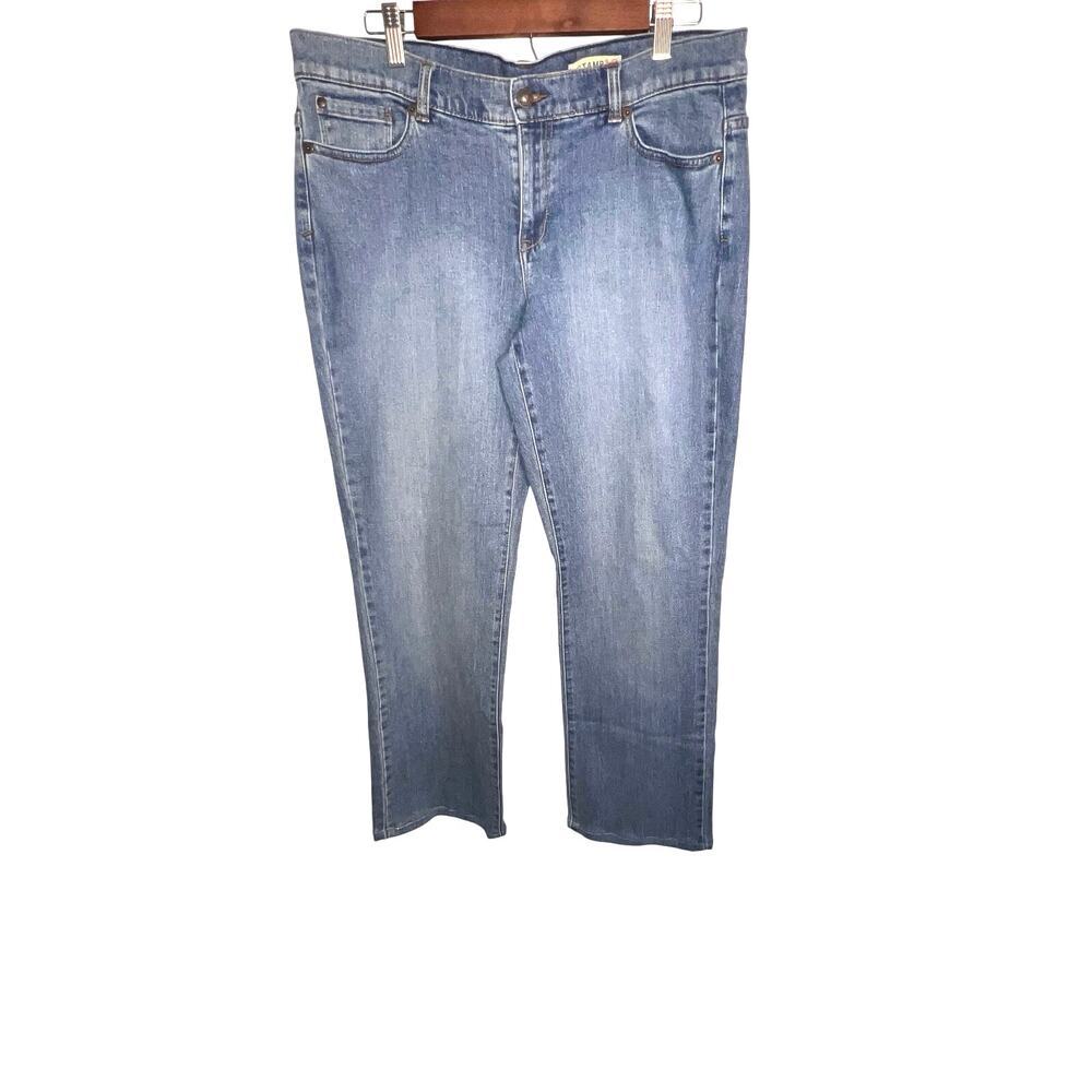 Stamp 10 women’s size 16 vintage embroidered logo‎ 5pocket flare Y2K denim jean